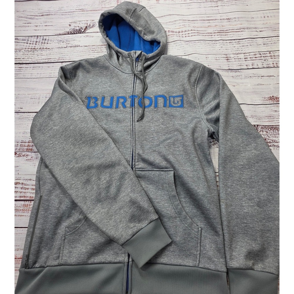 Burton‎ Full Zip Hoodie Mens Large Gray Excellent DryRide Fleece Lined Logo - Picture 3 of 6